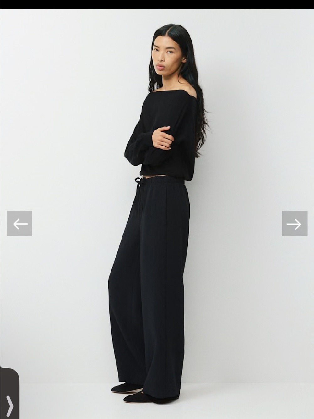 Aritzia The Lodge Pant crepette wide leg women medium black - Picture 3 of 7